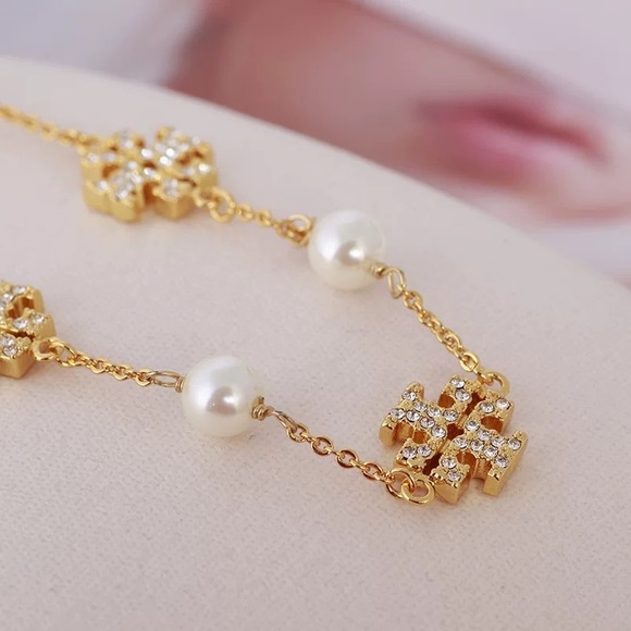 Tory Burch Gold Gemstones and Pearl Bracelet - Picture 3 of 10
